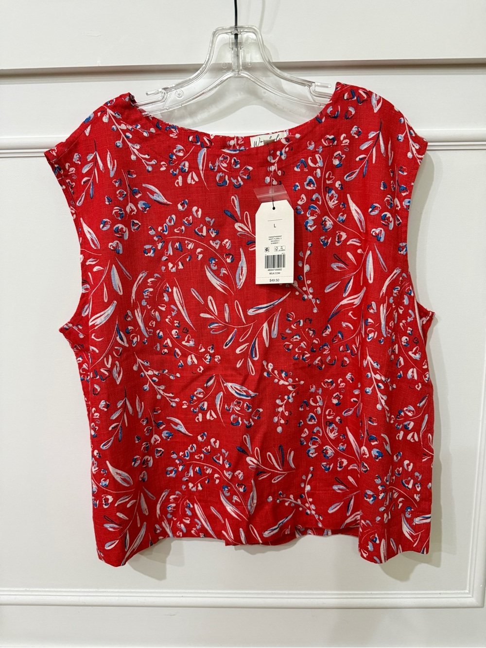 Talbots Red Sleeveless Floral Print Blouse